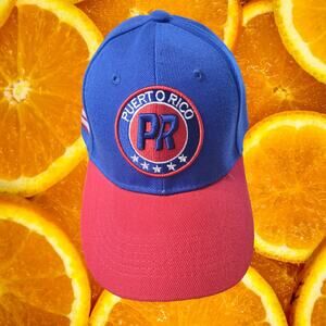 DF NWT Puerto Rico‎ Blue Red Hook and Loop Adjustable Hat